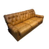 Brewster & Stroud Caramel Tufted Leather SOFA 85w38d32h