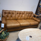 Brewster & Stroud Caramel Tufted Leather SOFA 85w38d32h