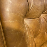 Brewster & Stroud Caramel Tufted Leather SOFA 85w38d32h