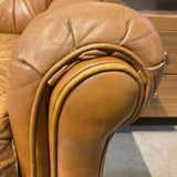 Brewster & Stroud Caramel Tufted Leather SOFA 85w38d32h