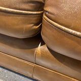 Brewster & Stroud Caramel Tufted Leather SOFA 85w38d32h