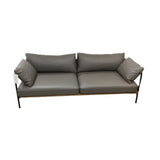 Tom Fereday For Stellar Works Crawford Minimalist Vegan Leather SOFA Gray/Walnut 81w31.5d24.5h