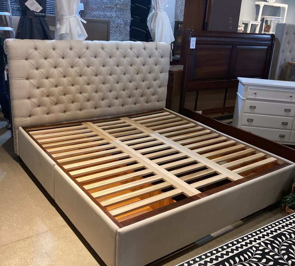 Pottery Barn Chesterfield Upholstered King Storage Bed BEDS 80w86d52h