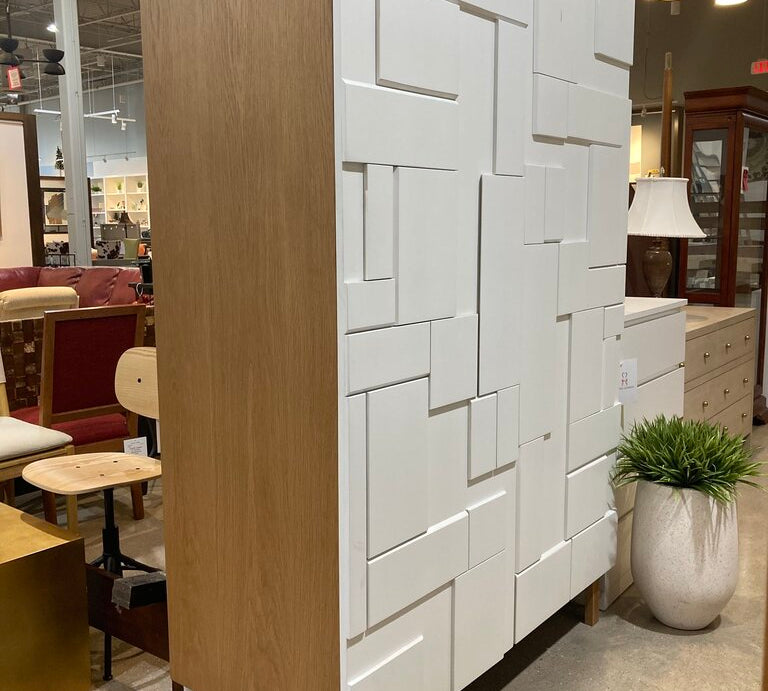 Pinch Design Alba Geometric Relief Armoire CABINET 53w24d78.5h