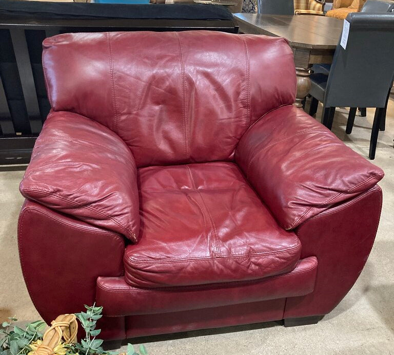 Socrate Leather Sofa Chair CHAIR Maroon 43w36d32h