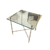 Mid-Century Metal Faux Bamboo Base w/ Glass Top END/SIDE TABLE 26w26d23h