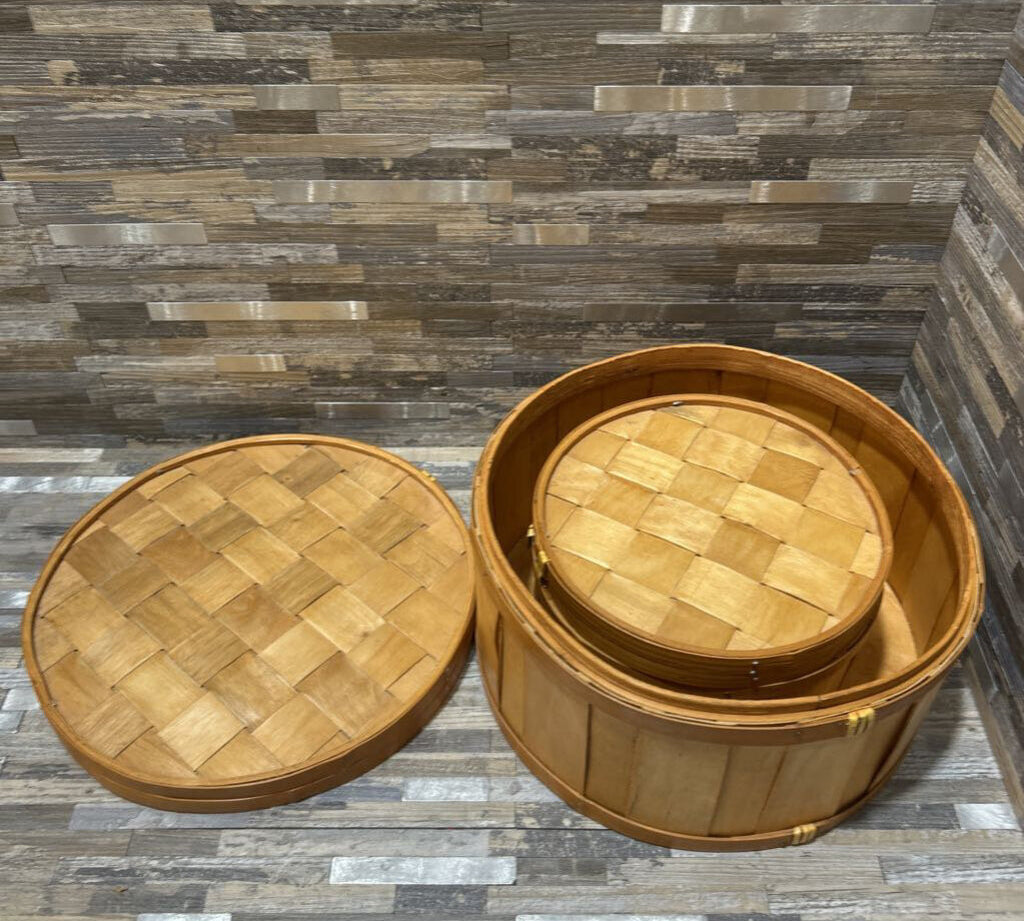 2pc Set Round Bamboo Boxes ACCESSORIES 11d5h