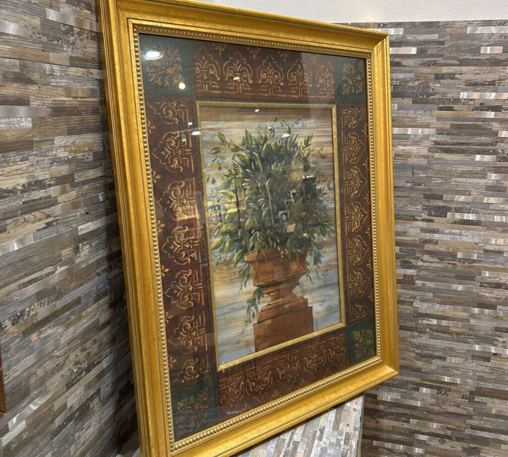 Framed Topiary Urn Print ART WORK 28x34