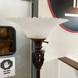 Bronze Finish Torchiere Lamp w/ Glass Shade FLOOR LAMP 14d68h