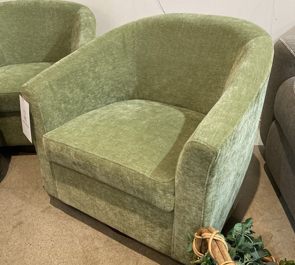 Halo Modern Swivel Upholstered Barrel Chair w/ Wooden Base CHAIR 30w24d27h