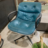 Knoll Genuine Vintage Pollack Leather OFFICE CHAIRS Teal 26Wx25Dx33H