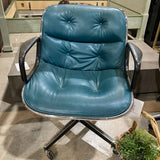 Knoll Genuine Vintage Pollack Leather OFFICE CHAIRS Teal 26Wx25Dx33H
