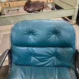 Knoll Genuine Vintage Pollack Leather OFFICE CHAIRS Teal 26Wx25Dx33H