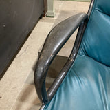Knoll Genuine Vintage Pollack Leather OFFICE CHAIRS Teal 26Wx25Dx33H