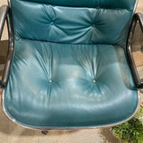 Knoll Genuine Vintage Pollack Leather OFFICE CHAIRS Teal 26Wx25Dx33H