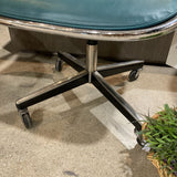 Knoll Genuine Vintage Pollack Leather OFFICE CHAIRS Teal 26Wx25Dx33H