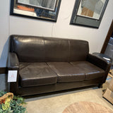 3-Seat Faux Leather SOFA Dark Brown 74w32d31h