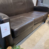 3-Seat Faux Leather SOFA Dark Brown 74w32d31h