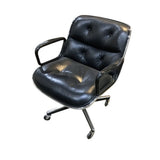 Knoll Genuine Vintage Pollack Leather OFFICE CHAIRS Black 26Wx25Dx33H