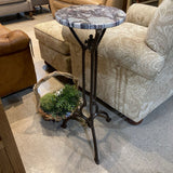 Antique Cast Iron Base w/ Marble Top Plant Stand SIDE TABLE 12.25Wx31H