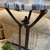 Antique Cast Iron Base w/ Marble Top Plant Stand SIDE TABLE 12.25Wx31H
