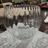 7pc Ribbed Glass Punch Bowl w/ Cups & Ladle ACCESSORIES 11Wx9.25H