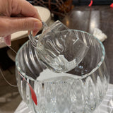 7pc Ribbed Glass Punch Bowl w/ Cups & Ladle ACCESSORIES 11Wx9.25H