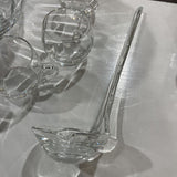 7pc Ribbed Glass Punch Bowl w/ Cups & Ladle ACCESSORIES 11Wx9.25H