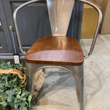 Marais Armchair w/ Wood Seat OUTDOOR Gunmetal 21w20d27h