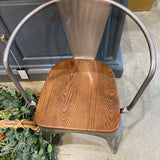 Marais Armchair w/ Wood Seat OUTDOOR Gunmetal 21w20d27h