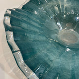 Fan Ruffle Art Glass Sculptural Bowl Centerpiece ACCESSORIES 14Wx4H