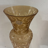 Handblown Stenciled Frosted Art Glass Vase ACCESSORIES Amber 4Wx15H
