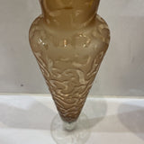 Handblown Stenciled Frosted Art Glass Vase ACCESSORIES Amber 4Wx15H