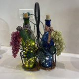 Wine Glass Bottles w/ Lights & Grapes ACCESSORIES 12Wx4Dx14H