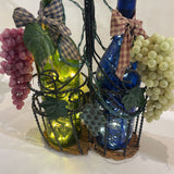Wine Glass Bottles w/ Lights & Grapes ACCESSORIES 12Wx4Dx14H