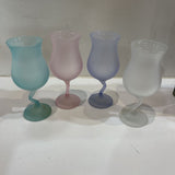 4pc Libbey Frosted Watusi Z-Stem Wine Glasses ACCESSORIES 3.25Wx7.75H