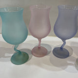 4pc Libbey Frosted Watusi Z-Stem Wine Glasses ACCESSORIES 3.25Wx7.75H