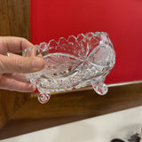 Cut Crystal Footed Sawtooth Edge Bowl ACCESSORIES 6Wx3H