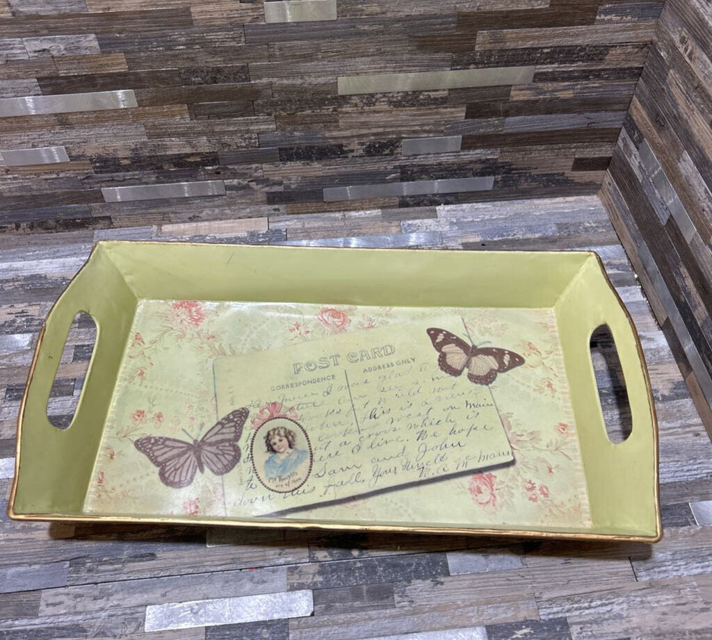 Vintage Post Card Motif Tray ACCESSORIES 15w8d2h