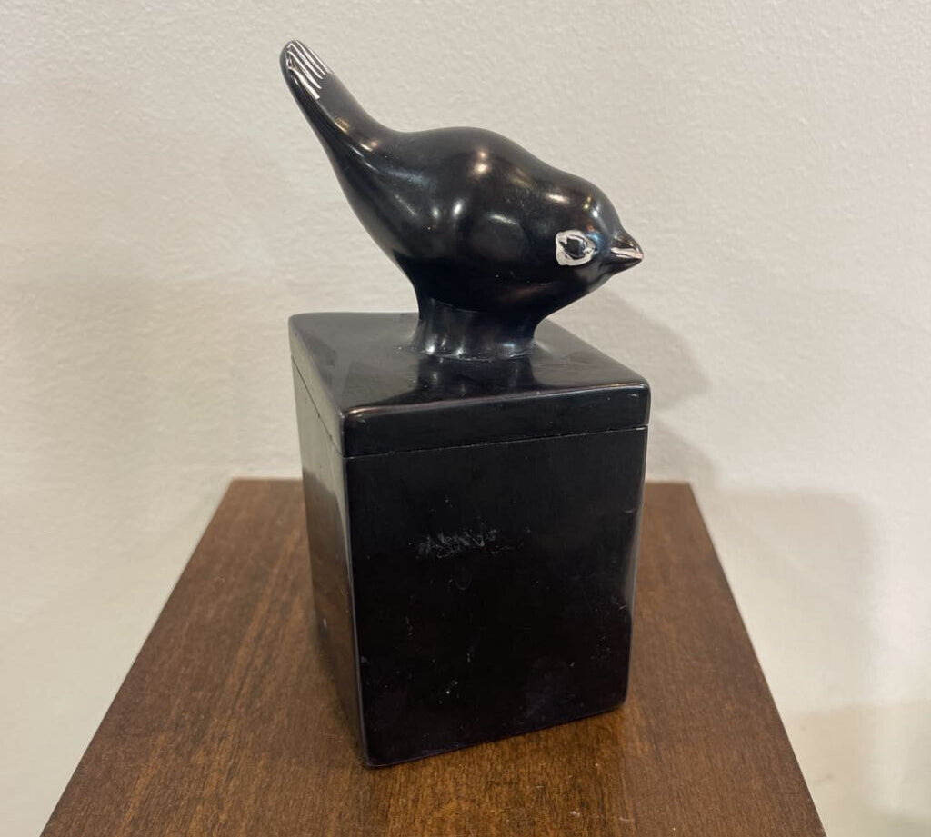 Kenyan Carved Stone Bird Box ACCESSORIES 2.5Wx5.5H