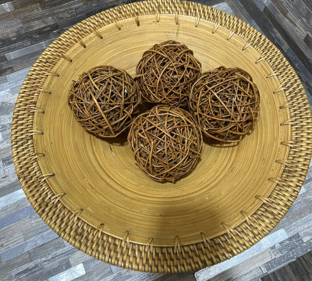 Wicker Bowl w/ Decor Balls ACCESSORIES 16d3.5h