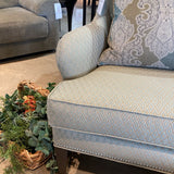 Ethan Allen Upholstered Patterned Wingback w/ Nailhead Trim LOUNGE CHAIRS 31w33d47h