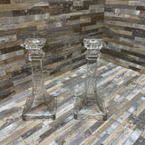 2pc Set Etched Glass Candle Holders ACCESSORIES 3.5w3.5d7h