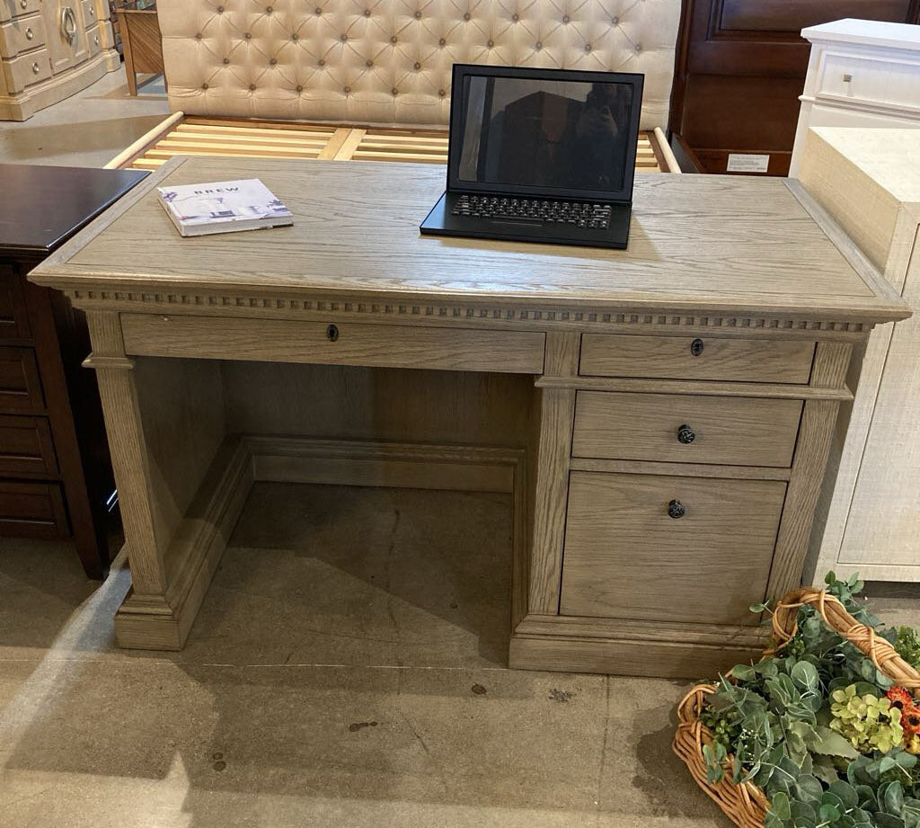 Restoration Hardware St. James 4-Drawer DESKS Antiqued Grey Oak 55.5w30d31h