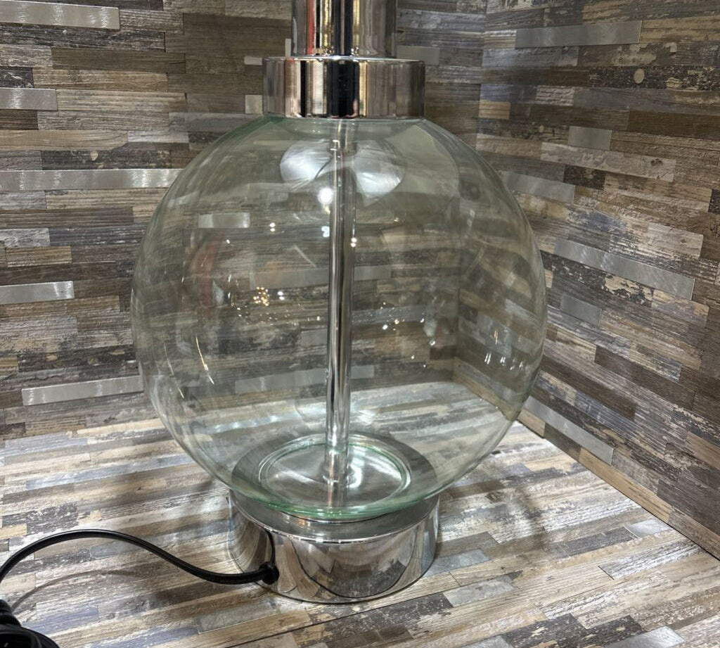 Brushed Metal Lamp w/ Glass Shade TABLE LAMP 6d18h