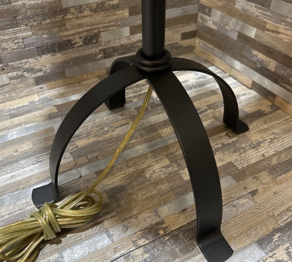 Hand Forged Metal Lamp w/ Sheepskin Shade TABLE LAMP 15d25h