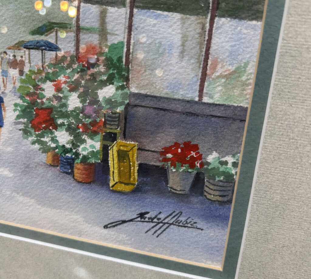 Vibrant Street Scene By Miquel Dorca Framed Print ART WORK 18x15