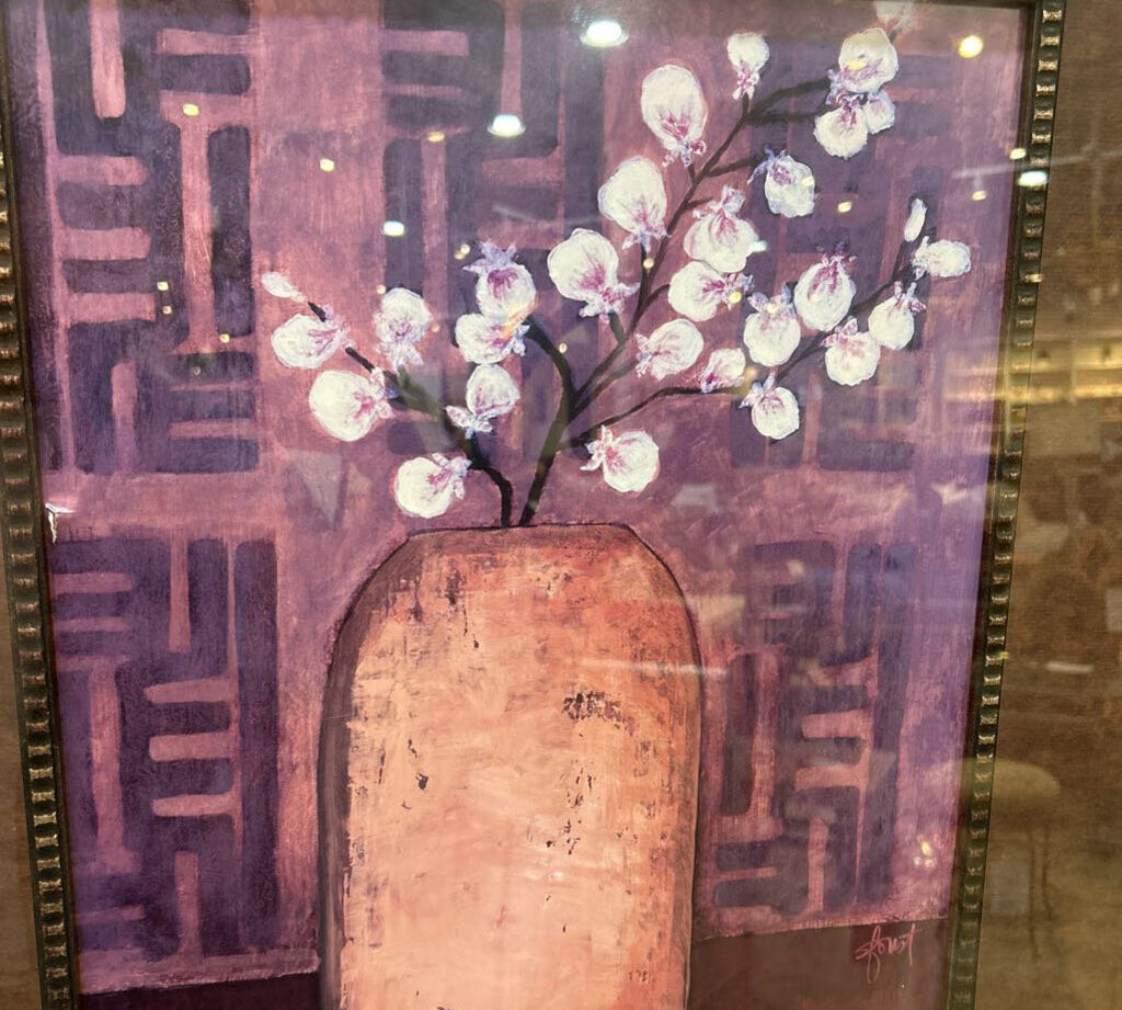 Mercana Jug Floor Vase On Burgundy Framed Print ART WORK 27x33
