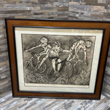Cycling Framed Sketch ART WORK 22x18.5