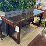 Baker Furniture Vintage Asian Glass Top Altar Console CONSOLE TABLE 84w20d34h